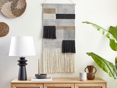 Cotton Macramé Wall Hanging  Beige and Black HANGU