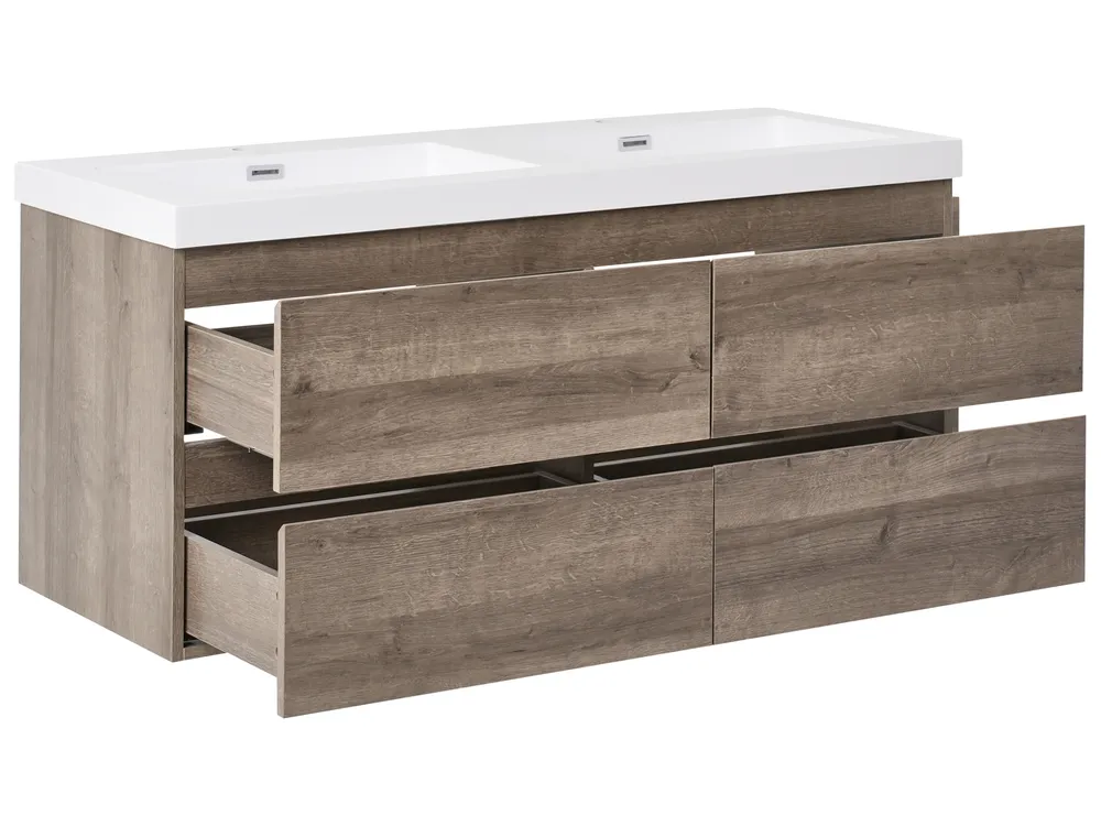 Wall Mounted Double Basin Vanity Unit VIEDMA Taupe_1004988