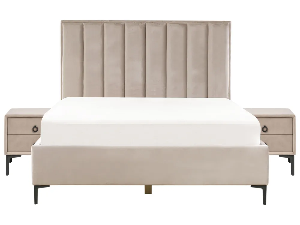 Set da camera da letto SEZANNE Velluto Tortora 160 x 200 cm_916850