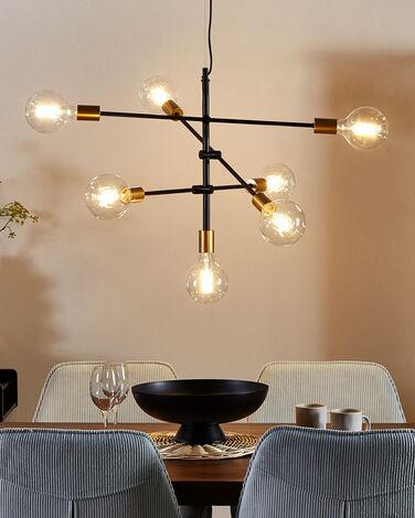 7 Light Pendant Lamp Black CREMERA