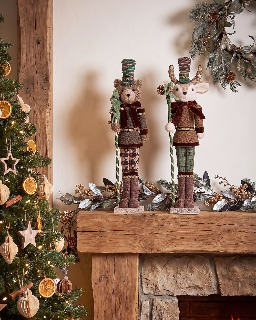 Set di 2 figure ALATORNIO 62/63 cm Orso Renna Marrone