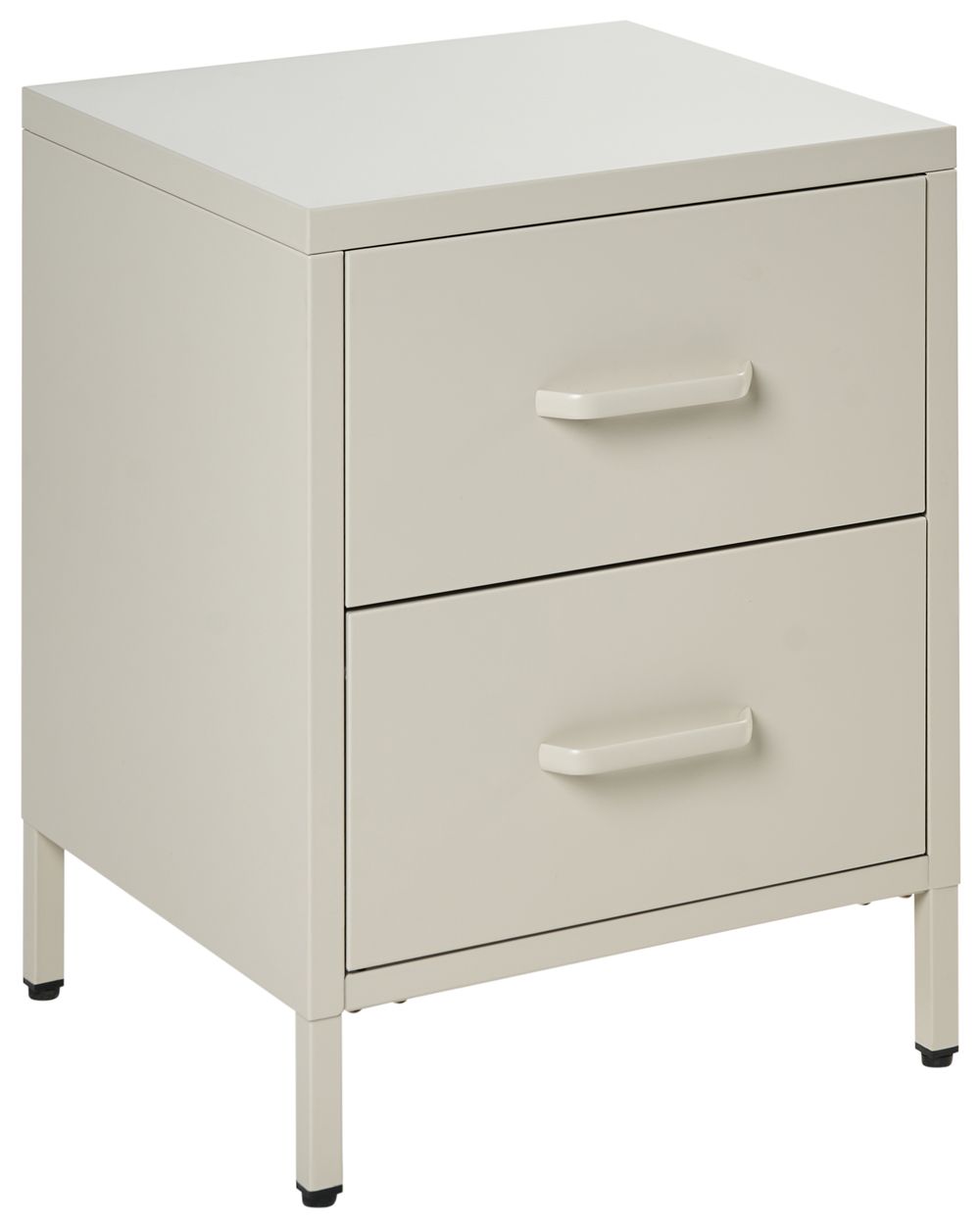 2 Drawer Bedside Table MALAVI Metal Light Beige