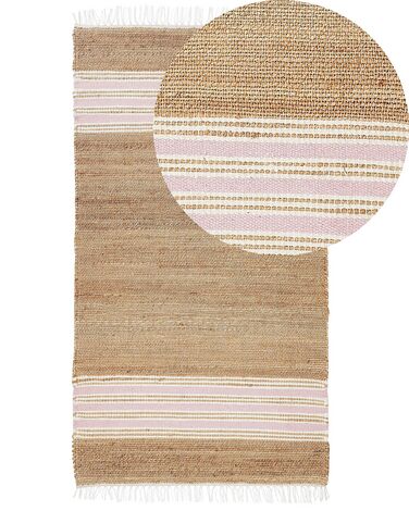 Jutový koberec 80 x 150 cm béžová/ružová MIRZA