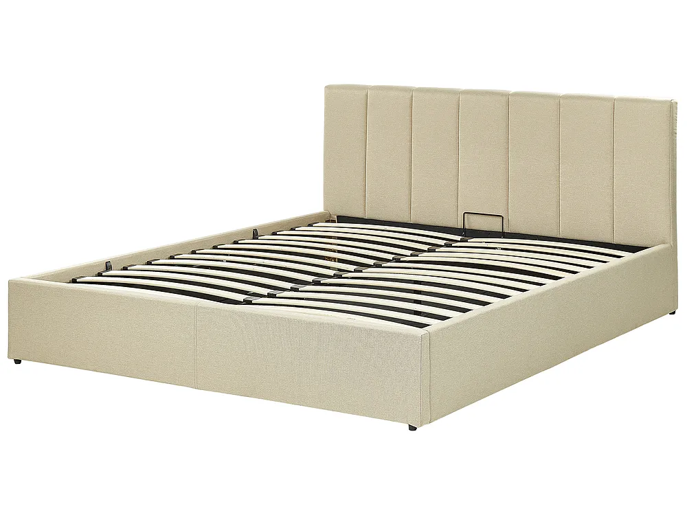 Bett mit Stauraum DREUX Stoff Beige 160 x 200 cm_861172