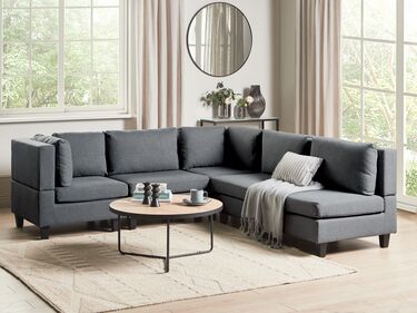 5-seters høyrevendt modulær sofa stoff Mørkegrå UNSTAD