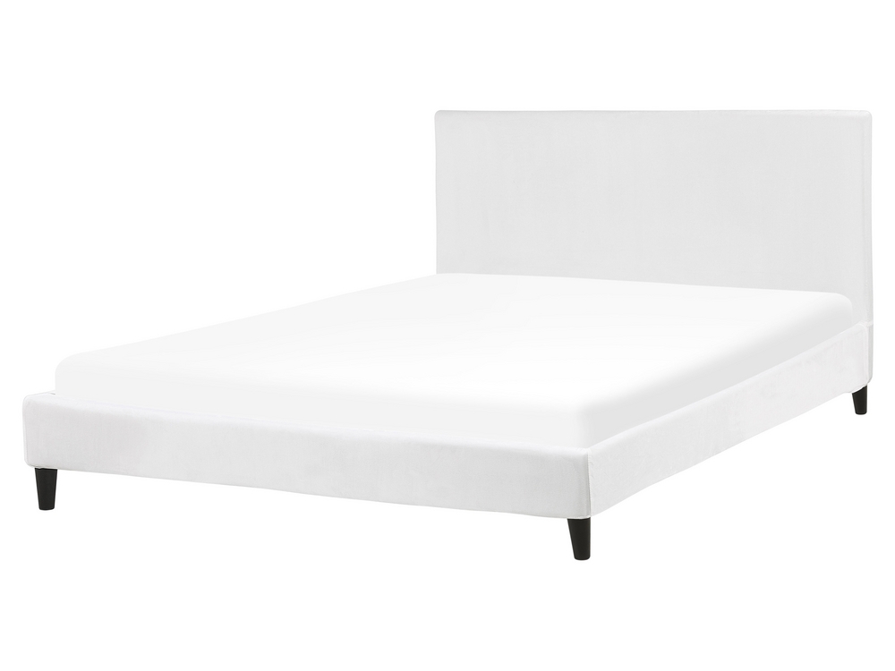 White soft velvet bed discount