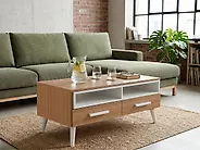 Table basse ALLOA avec rangement Marron clair/blanc_1177370