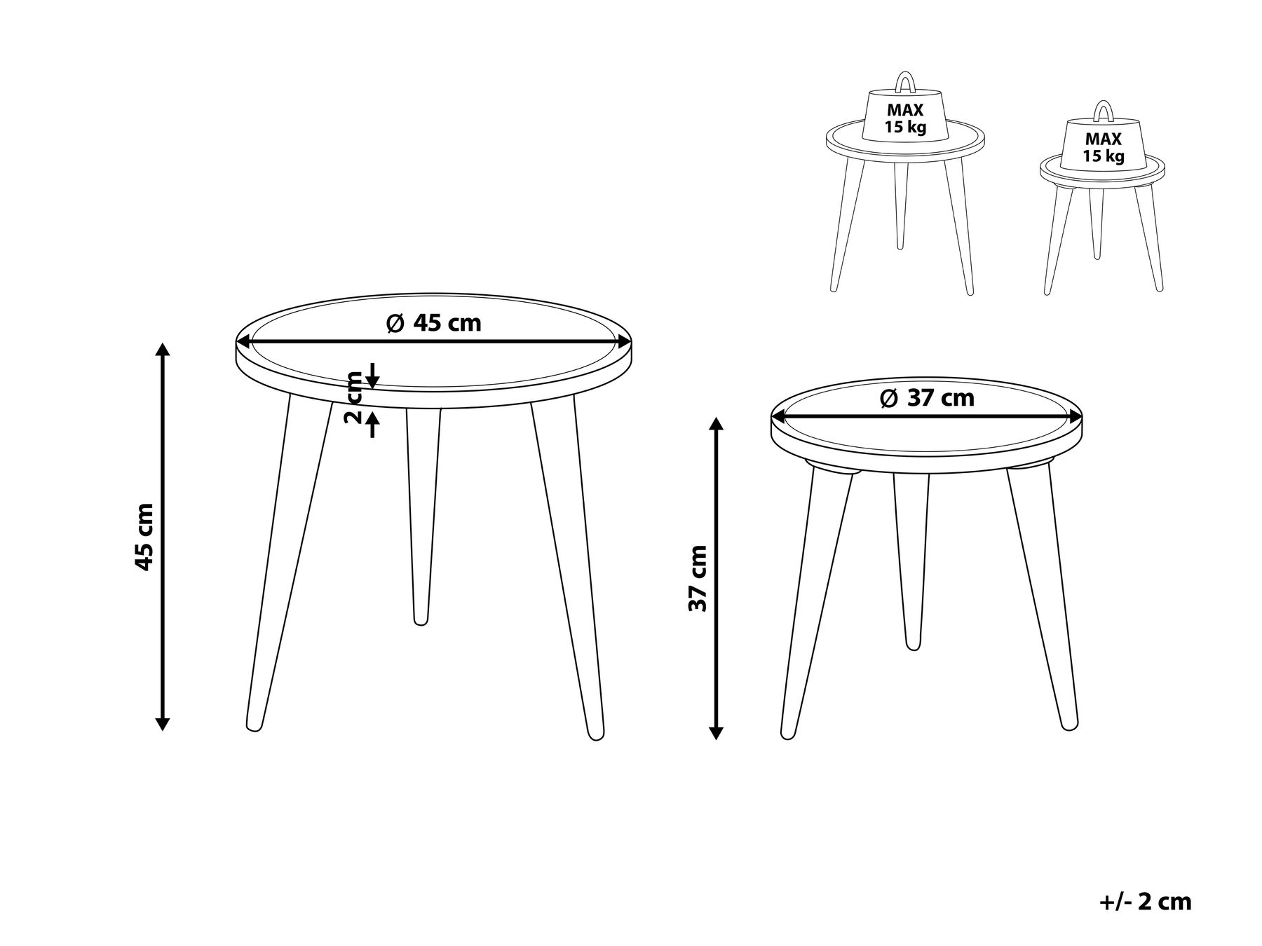 Set of 2 Side Tables SAKITA Mango Wood Brown/ White_857333