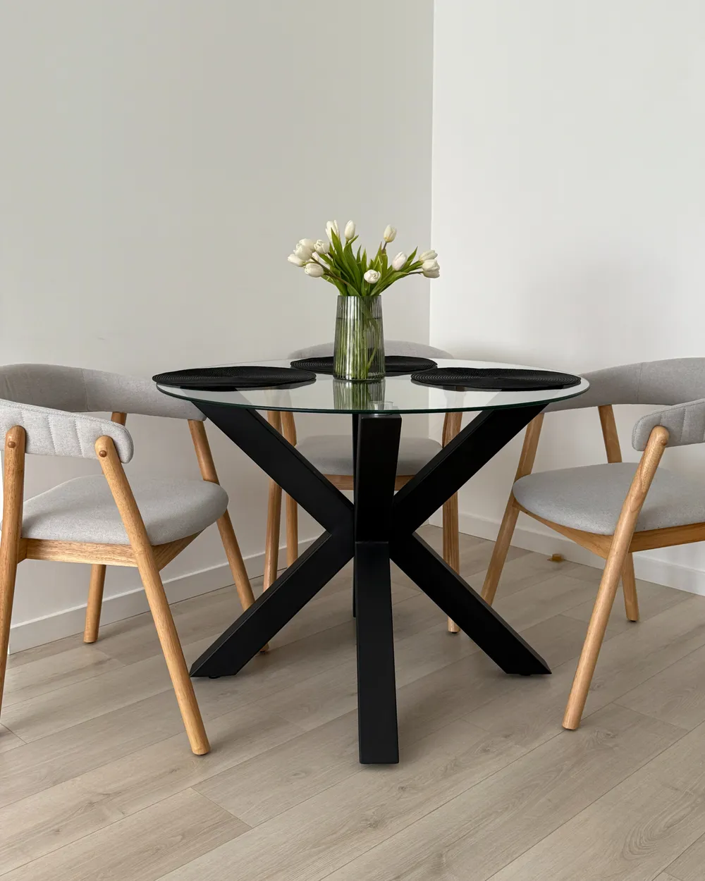 Set of 2 Dining Chairs MYLO Fabric Light Brown/ Grey_977886