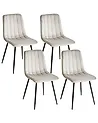 Set of 4 Dining Chairs KALISPELL Velvet Beige