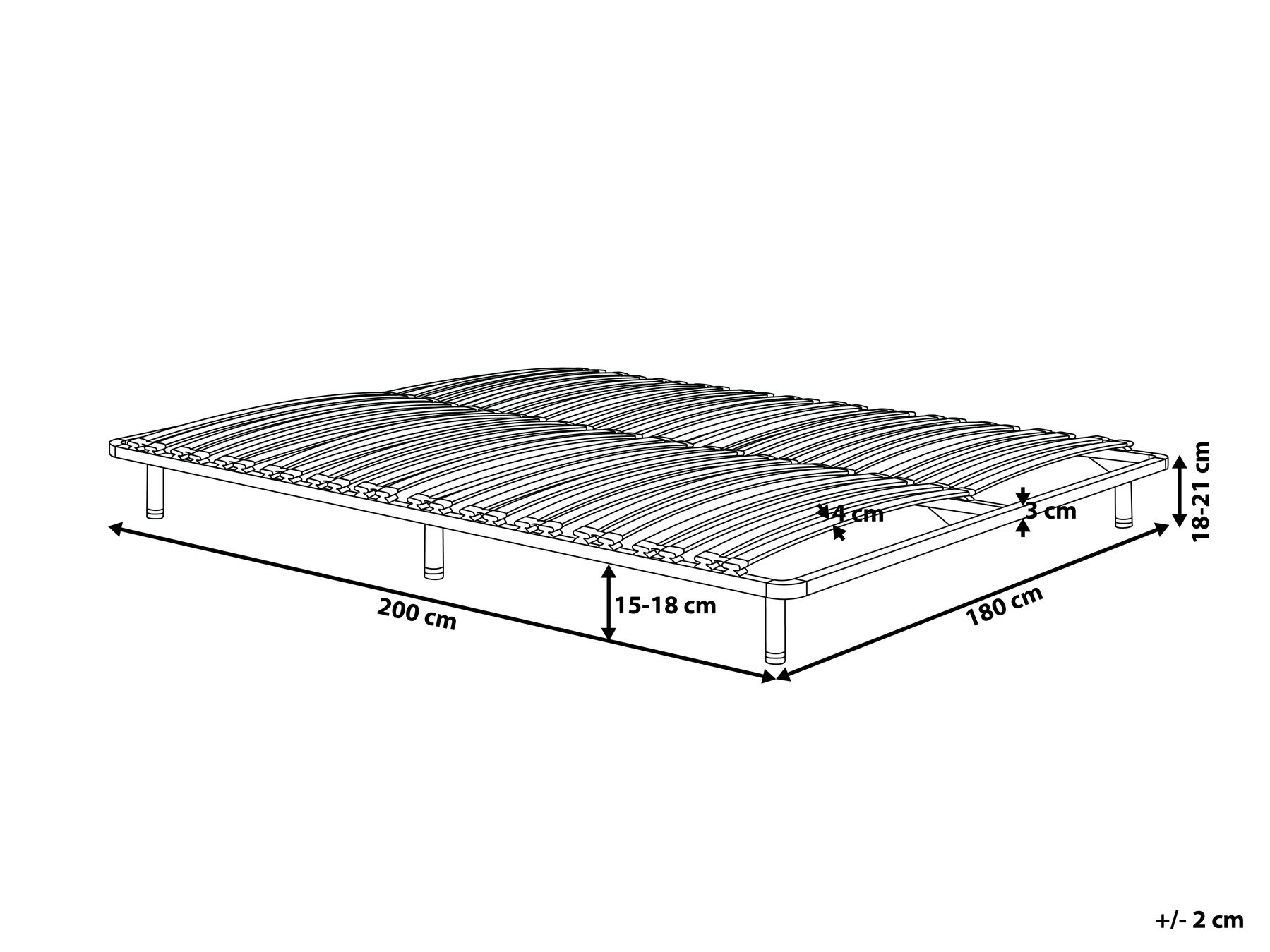 Freestanding Slatted Bed Base COMBOURG 180 x 200 cm (EU Super King)_673123