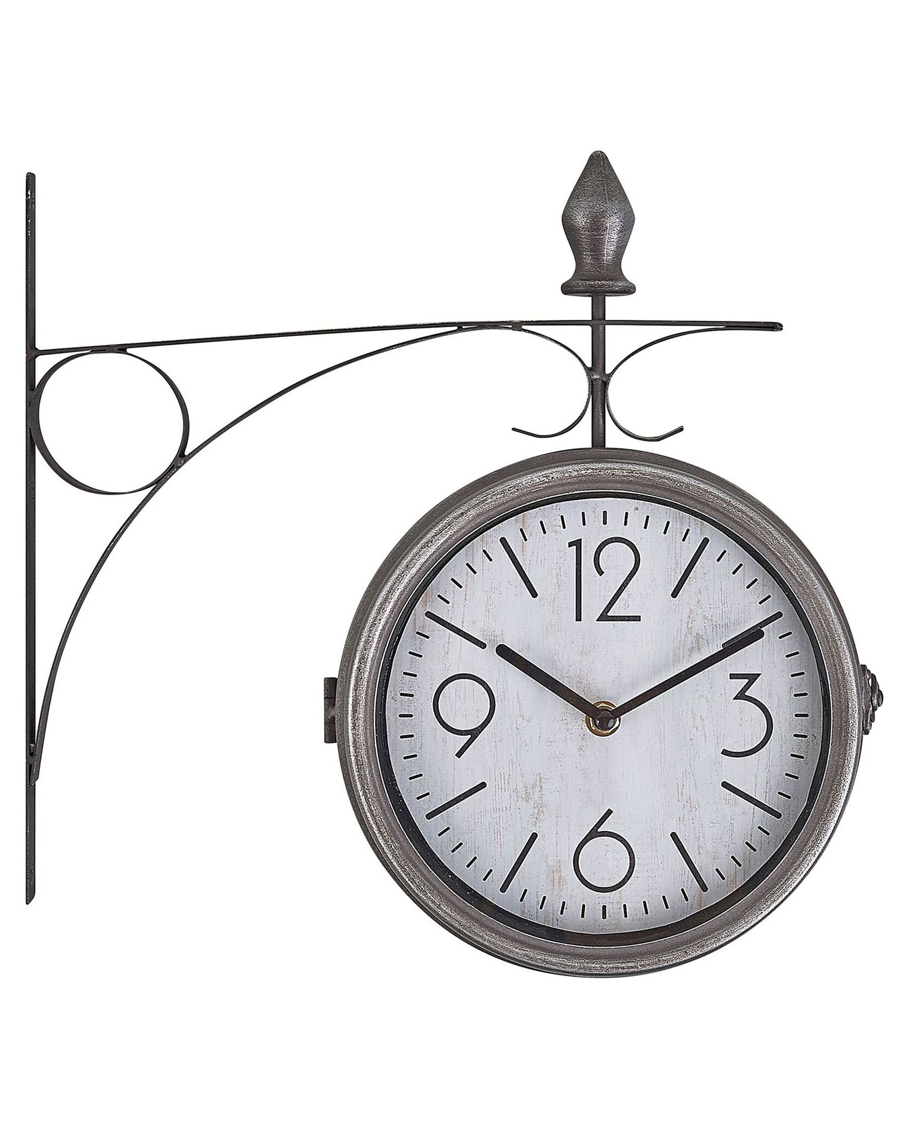 Iron Train Station Wall Clock ø 22 cm Silver and White ROMONT_784500