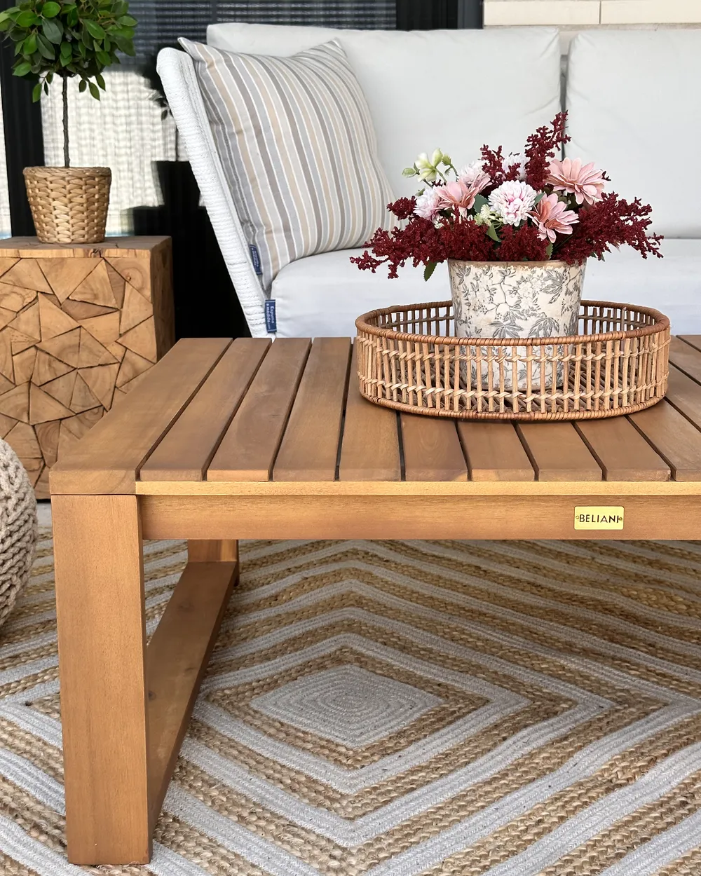 Side Table NELSON Teak Wood Brown_884922