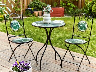 Metal Garden Bistro Set Black COZZANA