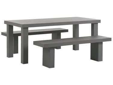 Gartenmöbel Set Beton grau Tisch mit 2 Bänken TARANTO