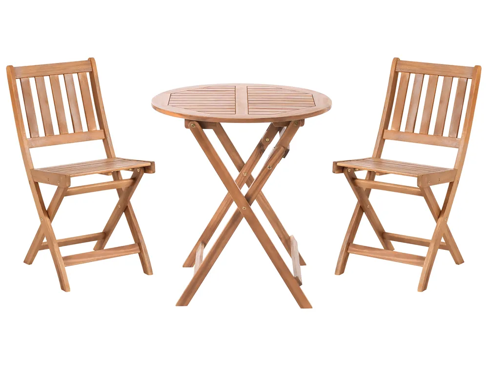 Bistro Set Folding FEBBIO Certified Acacia Wood Brown
