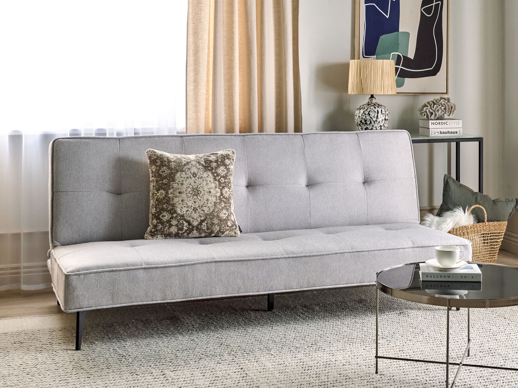 Fabric Sofa Bed Light Grey ESSVIK_894347