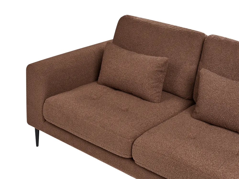 Corner Sofa 3 Seater FLAM Boucle Brown Left Hand_1034358