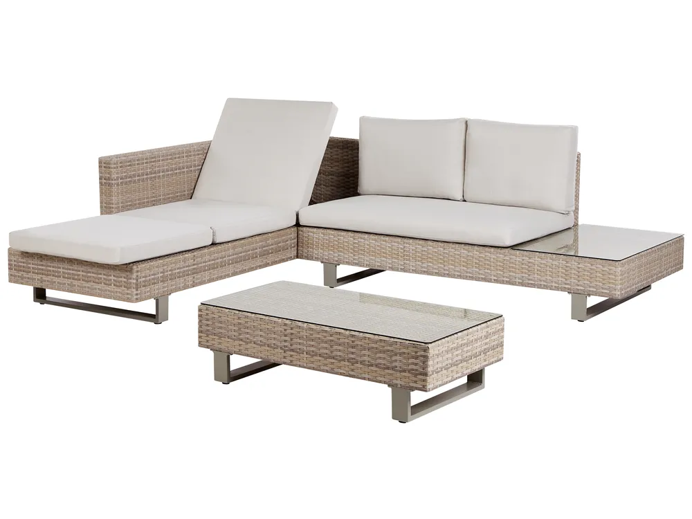 Set di divani angolari da giardino 5 posti LANCIANO Rattan sintetico (PE) Bianco sporco Lato destro_930937