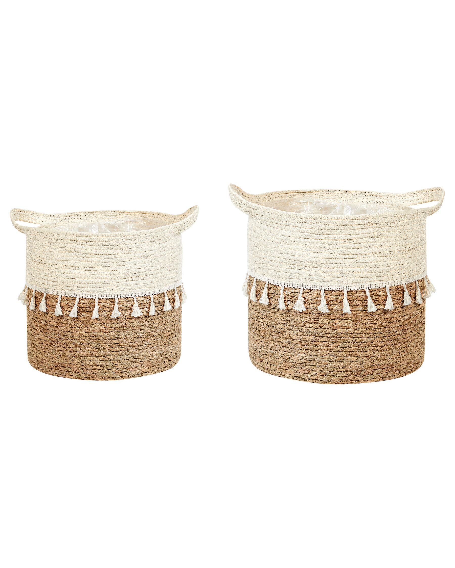 Set of 2 Seagrass Plant Pot Baskets Natural MATIKU_828037