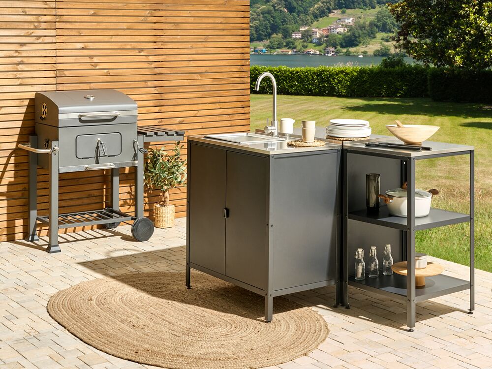 Isla de cocina exterior VILAMA Negro Metal