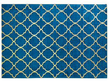 Teppich marineblau / gold 160 x 230 cm marokkanisches Muster Kurzflor YELKI