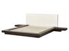 Letto matrimoniale legno scuro con testata in bouclé con LED 160 x 200 cm ZEN_931448