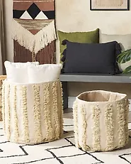 Lot de 2 paniers KAKKI Coton Beige_1179621