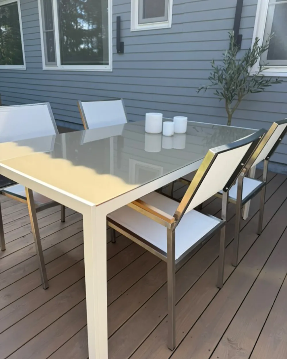 Set of 6 Garden Chairs GROSSETO Stainless Steel White_1019829