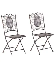 Set di 2 sedie da giardino BORMIO Pieghevole Metallo Nero_806700