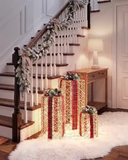 Set of 3 Christmas Decorations LED KAUSALA 65/55/45 cm Christmas Gifts Brown_1179606
