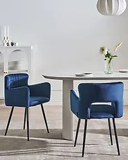 Esszimmerstuhl 2er Set SANILAC Samtstoff Marineblau_1172857