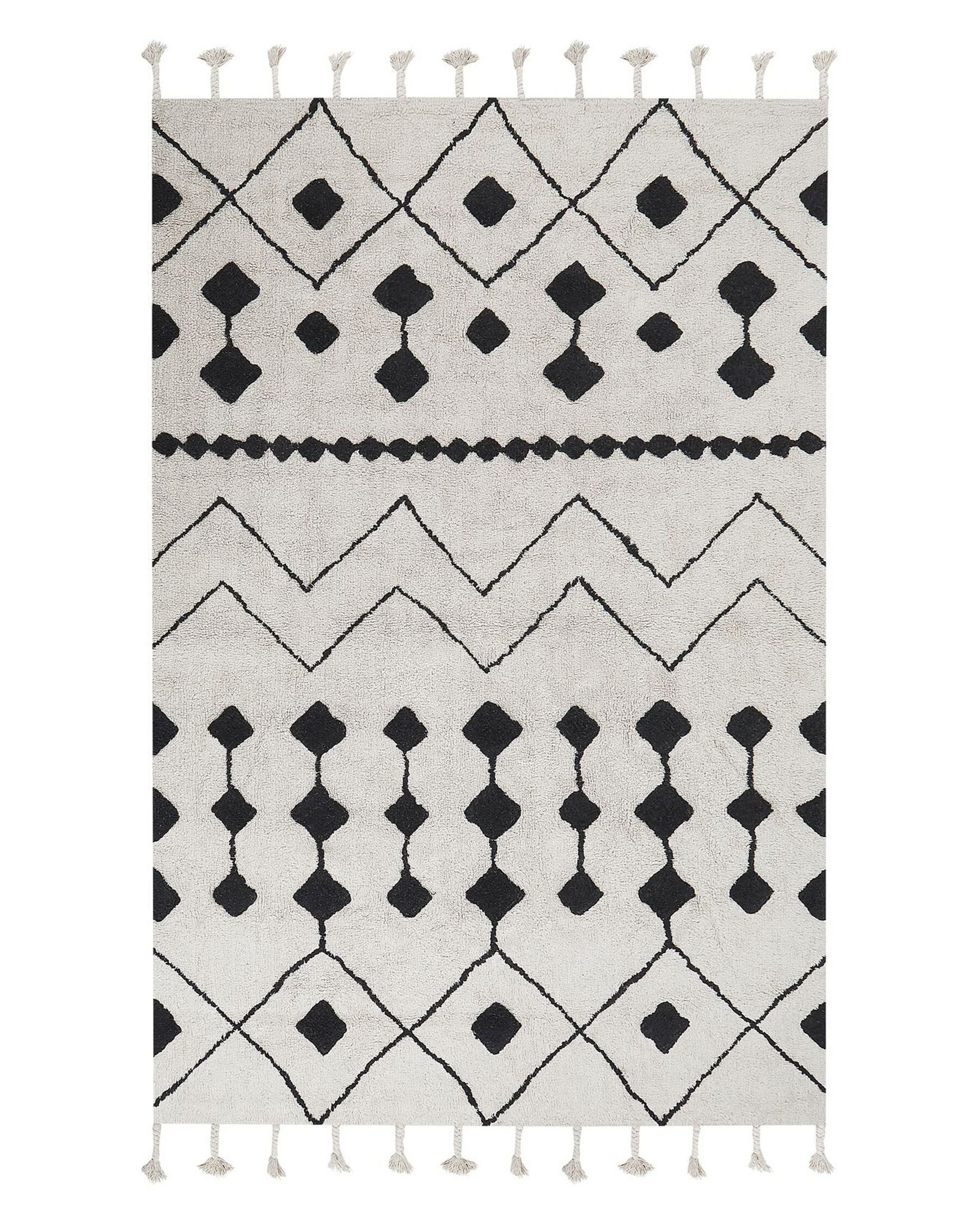 Bavlněný koberec 140 x 200 cm bílý/černý KHEMISSET_830849