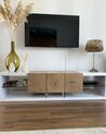 Meuble TV design blanc / effet bois clair 3 tiroirs FULERTON_860463