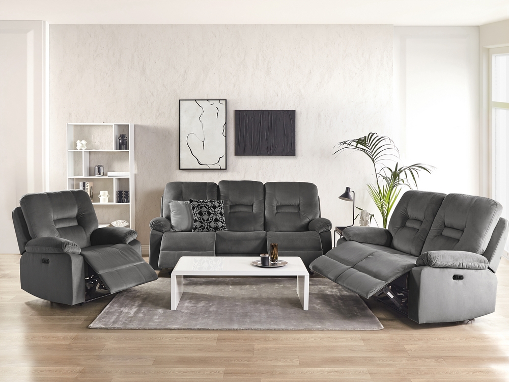 Grey velvet recliner sofa best sale