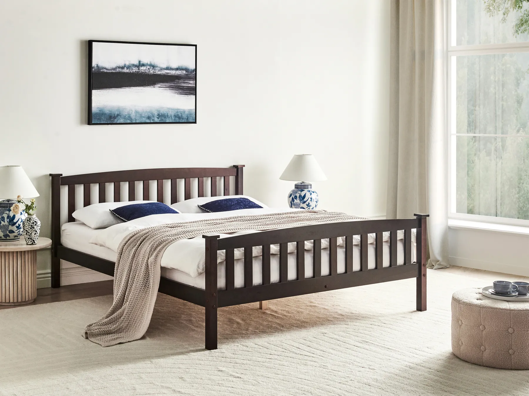 Bed Pine Wood GIVERNY 160 x 200 cm (EU King Size) Dark Brown_979209