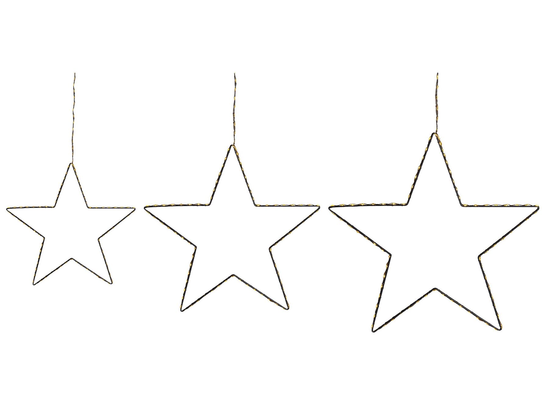 Weihnachtsdeko aus Metall mit LED-Beleuchtung Sternform silber 3er Set Kunnari