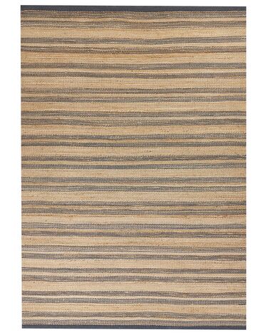 Teppich Jute beige / grau 160 x 230 cm Streifenmuster Kurzflor zweiseitig BUDHO