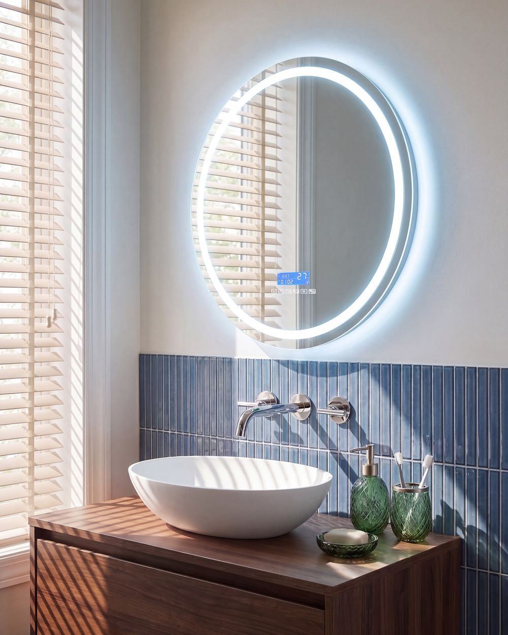 LED-Badezimmer-Spiegel BROGNON 60 cm 60 cm mit Bluetooth-Lautsprecher Silber