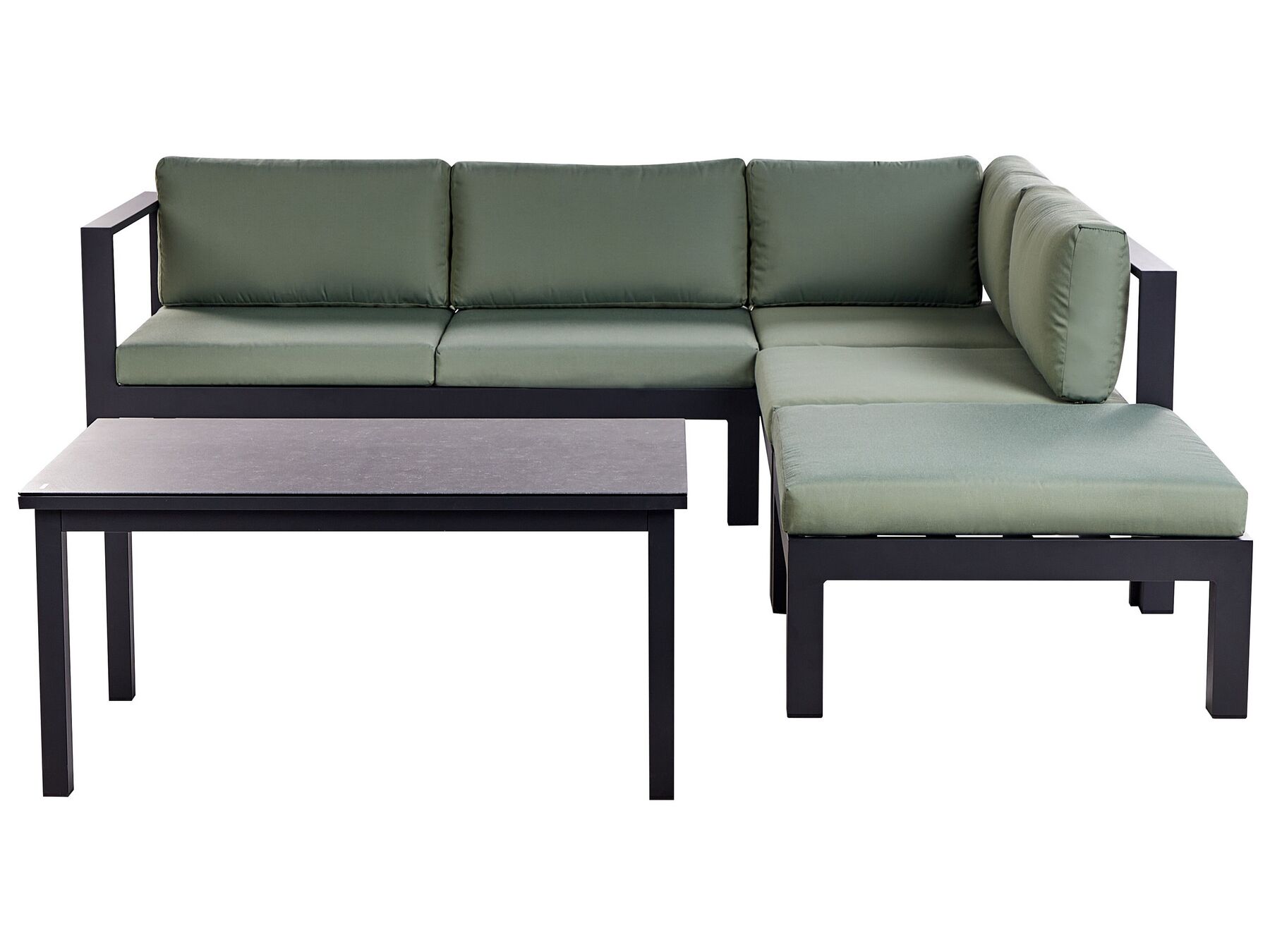 Lounge Set 3-teilig Aluminium schwarz 5-Sitzer Auflagen grün MESSINA_929479