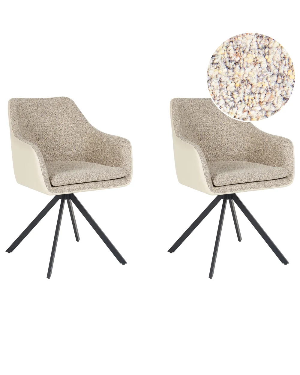 Set Di 2 Cuscini Per Sedie Da Pranzo 45x45x5 Cm, Beige, In Tessuto Lino, Antiscivolo Con Lacci E Fondo Gommino, Federa Lavabile Con Cerniera, Per Cucina - 2