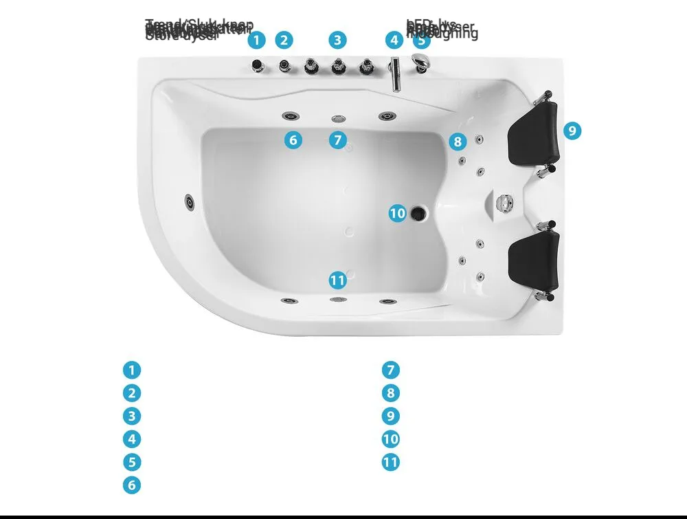 Hjørne-boblebad med LED CALAMA 180 x 120 cm Hvid Venstrevendt_781606