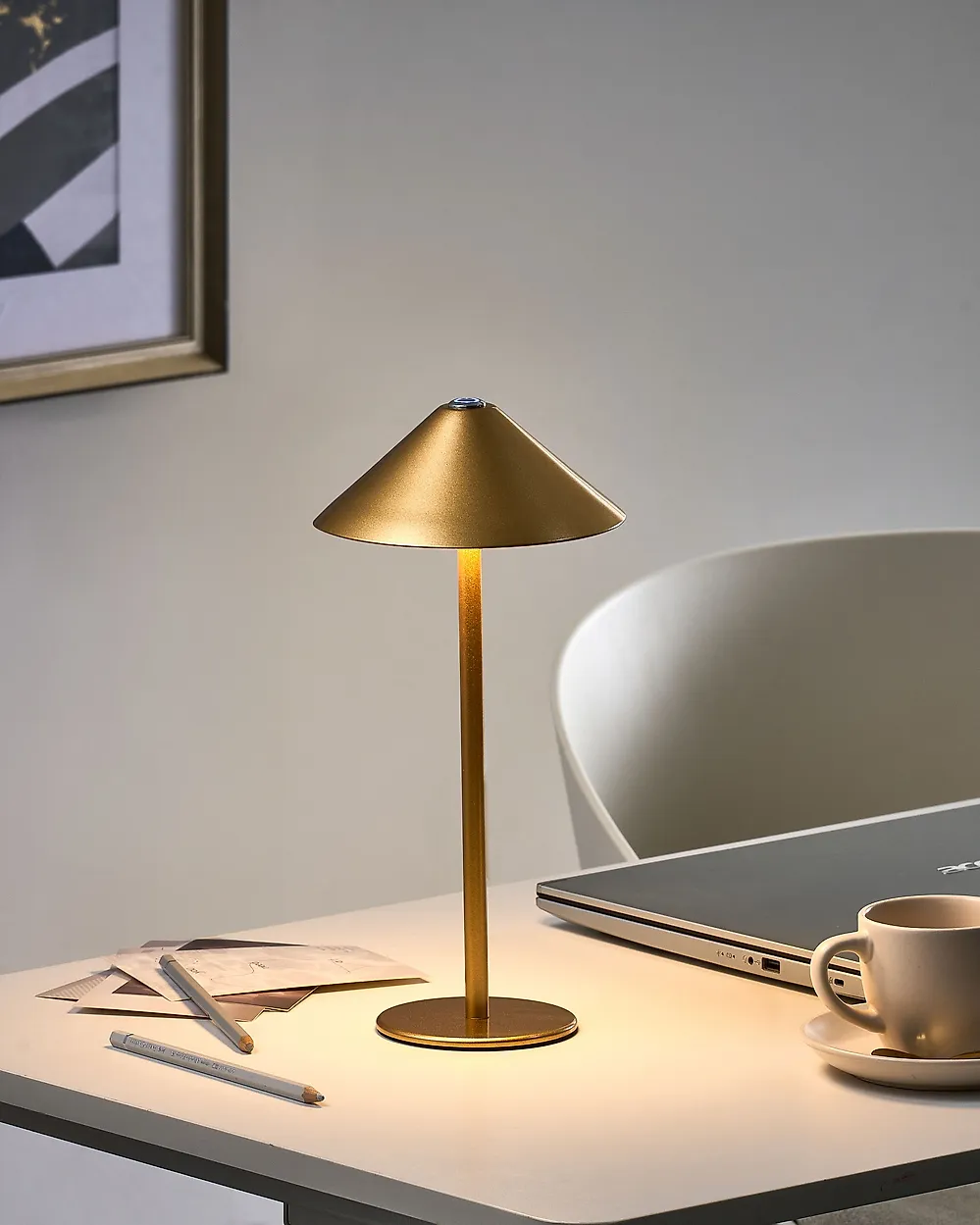 Lampe de table LED sans fil MODJO Avec variateur Métal Doré_1174477