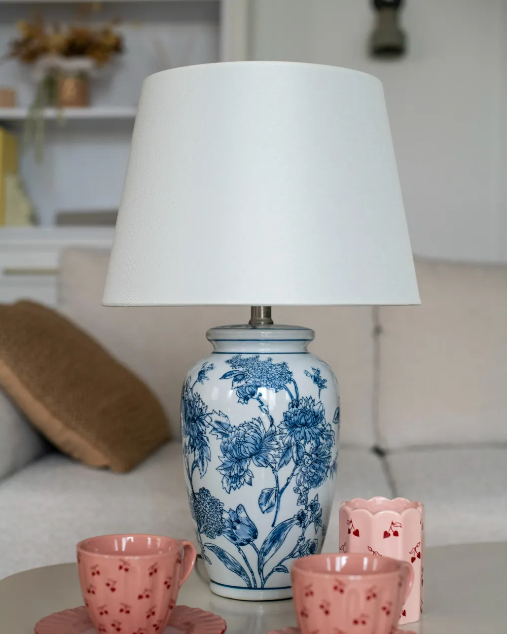 Table Lamp BELUSO Porcelain White/ Blue_975504