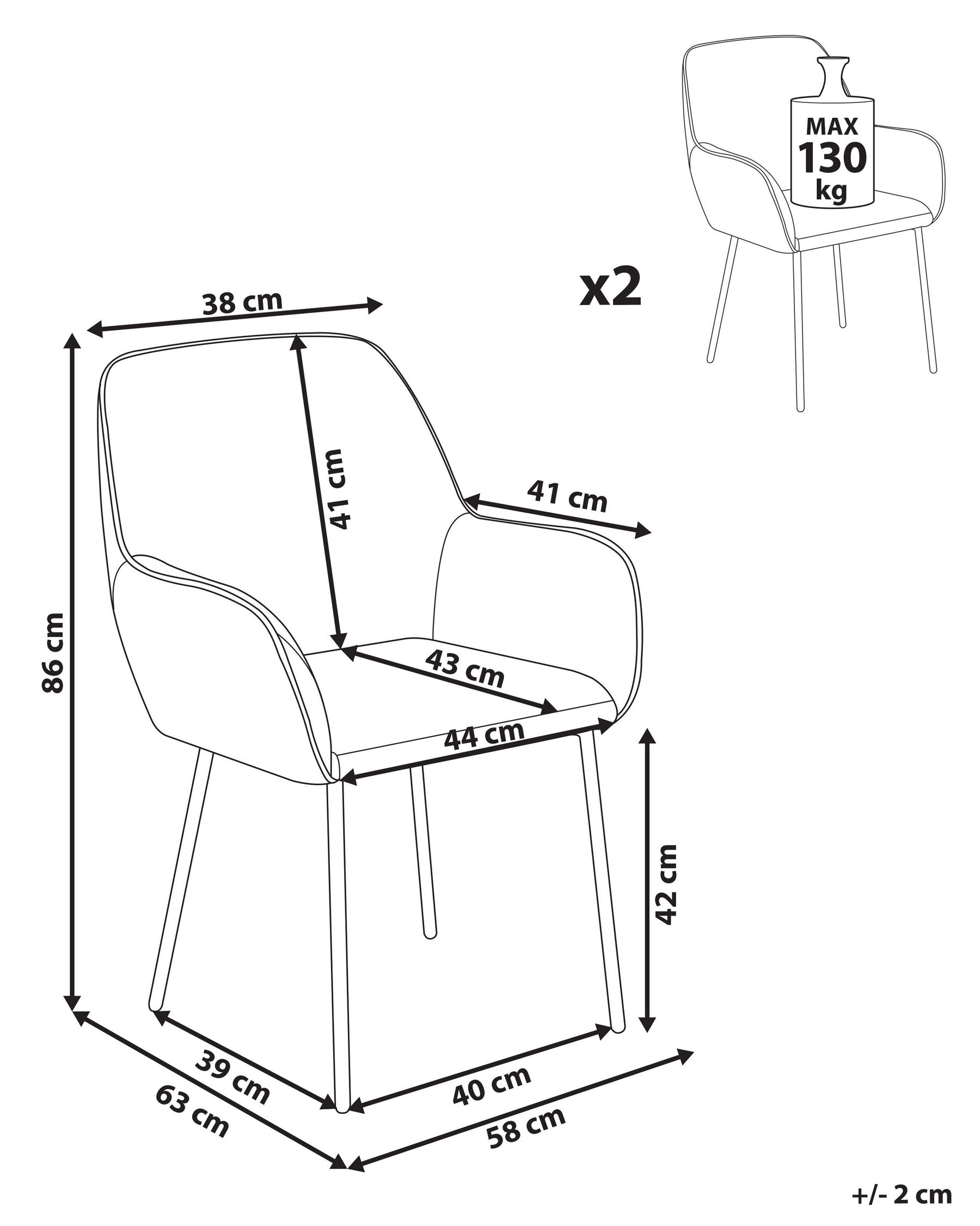 Set of 2 Dining Chairs ALDEN Boucle Black_1007394