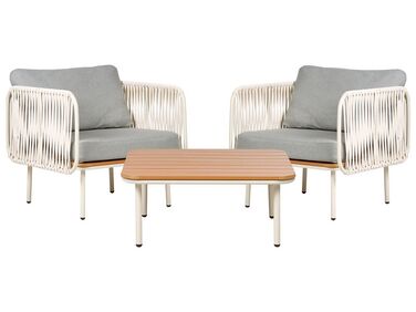 Lounge Set Aluminium weiß 2-Sitzer Auflagen grau SENISE