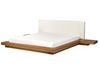 Letto matrimoniale legno chiaro con testata in bouclé con LED 180 x 200 cm ZEN_931243