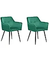 Conjunto de 2 sillas de comedor JASMIN Terciopelo Verde esmeralda