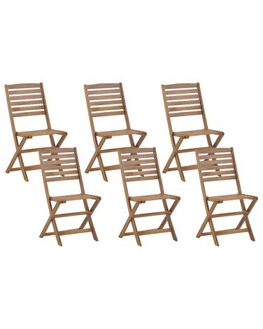 Conjunto de 6 sillas de jardín de madera de acacia TOLVE