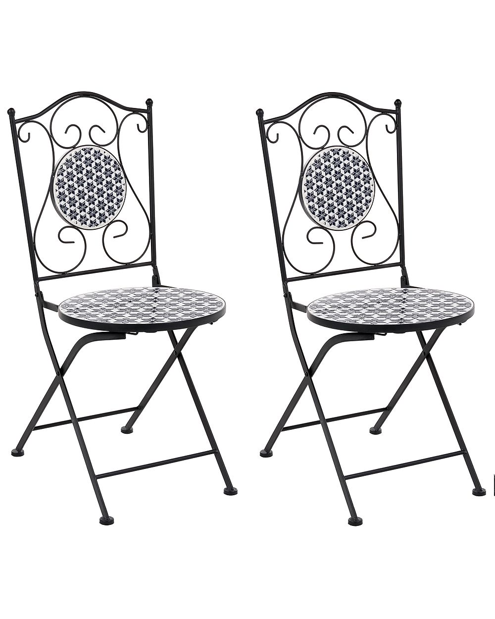 Lot de 2 chaises de jardin SIROLO Pliant Métal Blanc/bleu